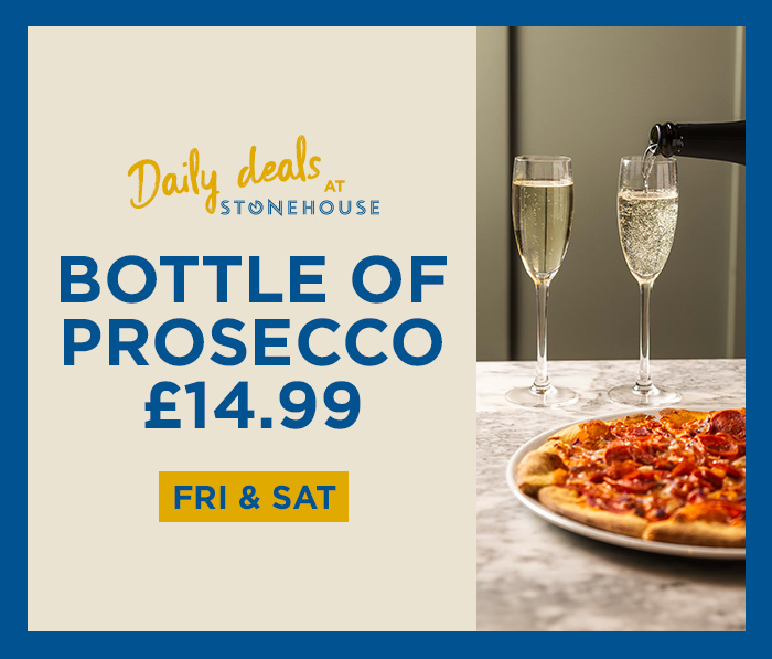Prosecco offer graphic at The Astley Arms, Seaton Sluice
