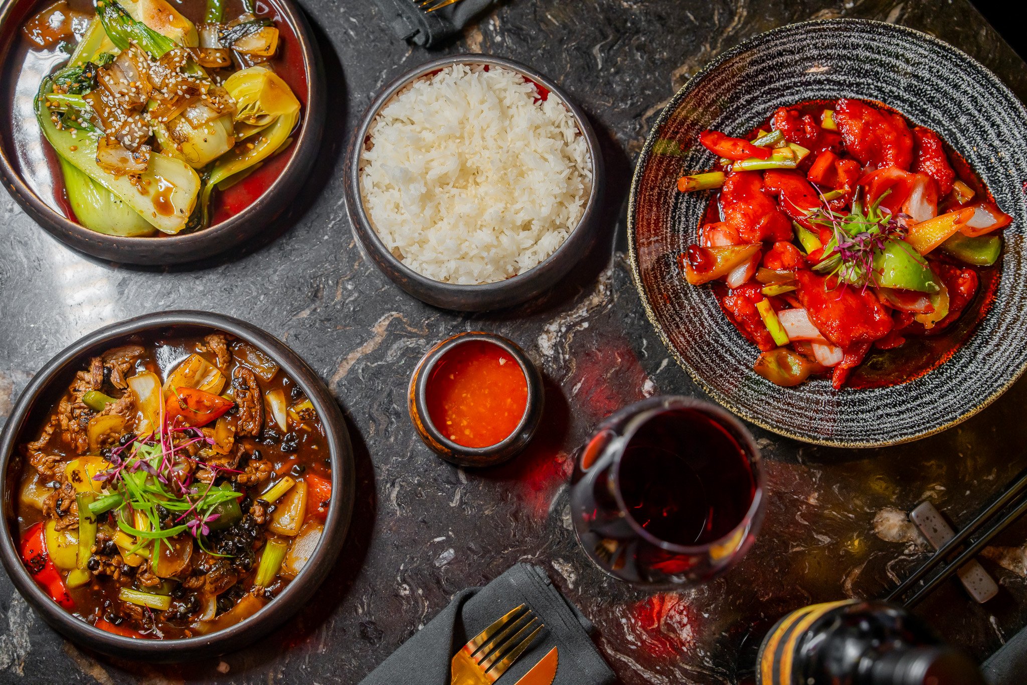 Set menu dishes at Hidden Tiger