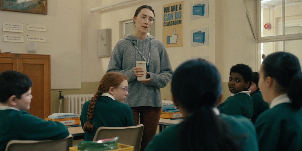 Teacher addressing a classroom in Bad Apples, Jam Jar still